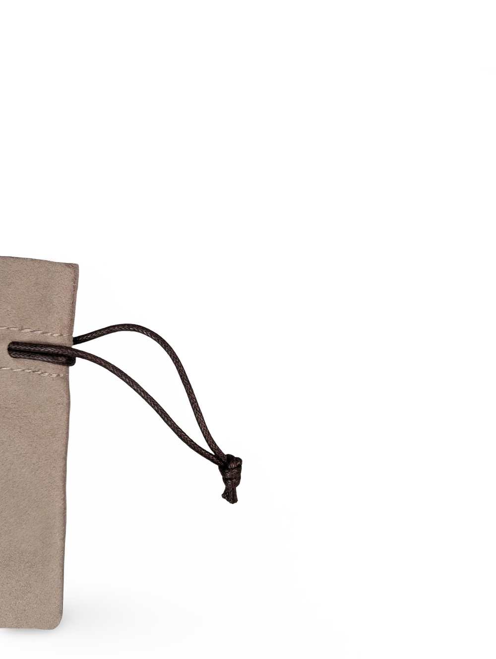 Marco Bicego Suede Drawstring Pouch Jewelry Bag in Taupe with Dark Brown Cords - Picture 3 of 4